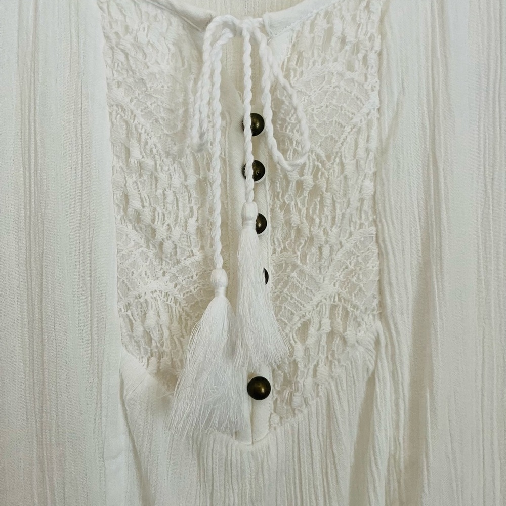 White Embroidered Lace Detail Blouse